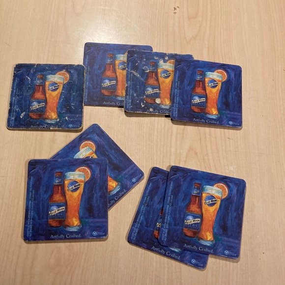 8 Blue Moon 2006 Beer Coasters Brewing Golden Colorado Collector set of 8 - Picture 1 of 4